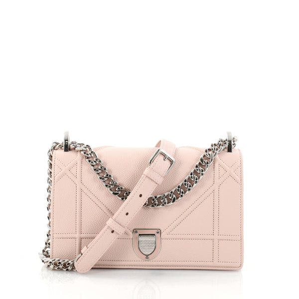 Christian Dior Diorama Flap Bag Grained Calfskin Medium Neutral 1325291
