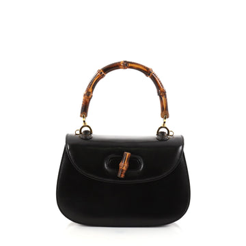 Gucci Vintage Bamboo Top Handle Bag Leather Medium Black 2767001