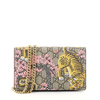 Gucci Chain Wallet Bengal Print GG Coated Canvas Brown 2768902