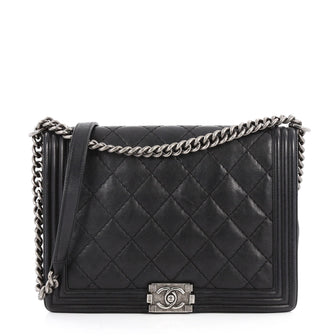 Chanel Stitch Boy Flap Bag Quilted Calfskin Large Black 2769406