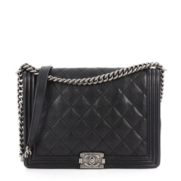 Chanel Stitch Boy Flap Bag Quilted Calfskin Large Black 2769406