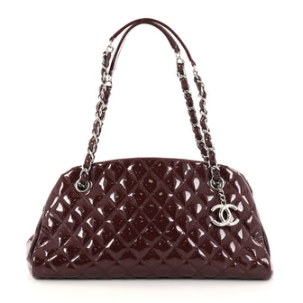 Chanel Just Mademoiselle Handbag Quilted Patent Medium Red 2772404