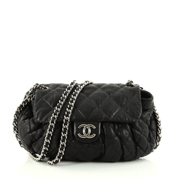 Chanel Chain Around Flap Bag Quilted Leather Medium Black 2772606