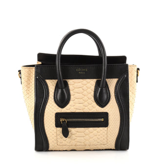 Celine Luggage Handbag Python and Leather Nano Neutral 2772610