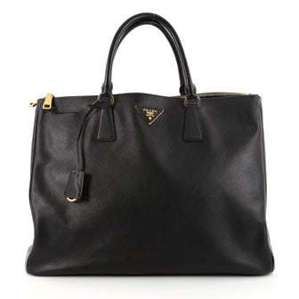 Prada Double Zip Lux Tote Saffiano Leather XL Black 2772618