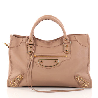 Balenciaga City Classic Metallic Edge Handbag Leather Medium Pink 2773901