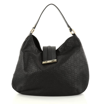Gucci New Ladies Web Hobo Guccissima Leather Medium Black 2774202