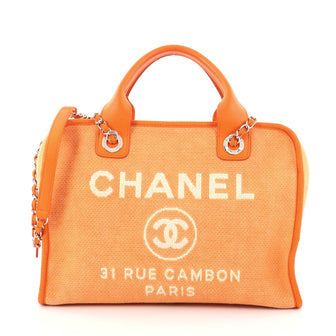 Chanel Deauville Bowling Bag Canvas Large Orange 2777002