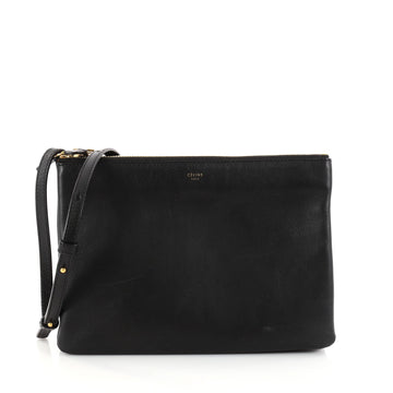 Celine Trio Crossbody Bag Leather Large Black 2777804