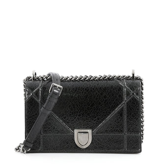 Christian Dior Diorama Flap Bag Crackled Deerskin Medium Black 2779703