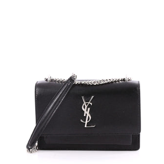 Saint Laurent Sunset Chain Wallet Leather Black 2779802