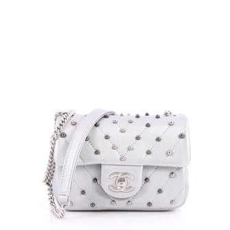 Chanel Stud Wars Flap Bag Embellished Chevron Lambskin Silver 2780201
