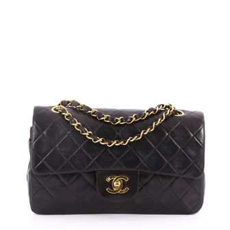 Chanel Vintage Classic Double Flap Bag Quilted Lambskin Black 2782501