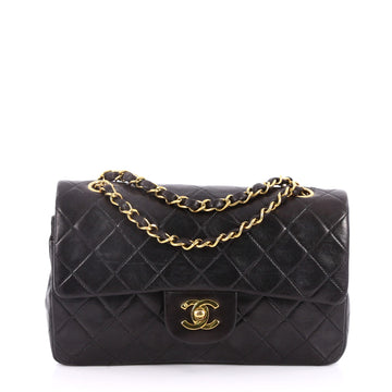 Chanel Vintage Classic Double Flap Bag Quilted Lambskin Black 2782501