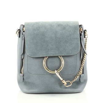 Chloe Faye Backpack Leather and Suede Medium Blue 2782704