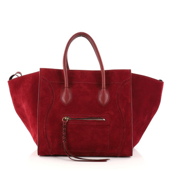 Celine Phantom Handbag Suede Medium Red 2784702