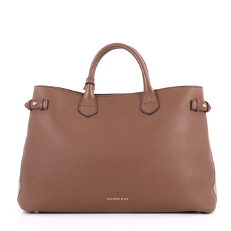 Burberry Banner Convertible Tote Leather and House Check Brown 2784901