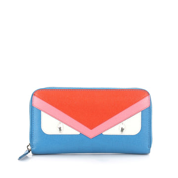 Fendi Monster Zip Around Wallet Leather Long Blue 2785101
