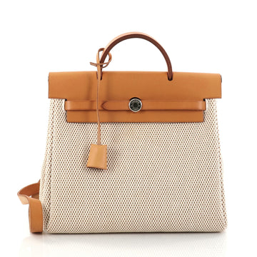 Hermes Herbag Toile and Leather PM White 2785102