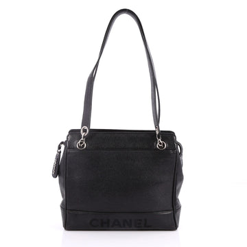 Chanel Vintage Logo Chain Tote Caviar Medium Black 2785301