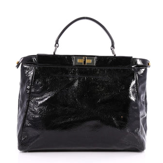 Fendi Peekaboo Handbag Patent Large Black 2785401