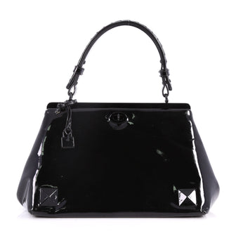 Bottega Veneta Frame Top Handle Bag Patent Black 2785405