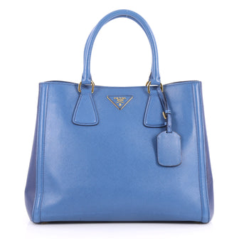 Prada Bicolor Lux Convertible Open Tote Saffiano Leather Blue 2785801