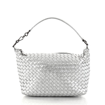 Bottega Veneta Zip Hobo Intrecciato Nappa Small Silver 2786004