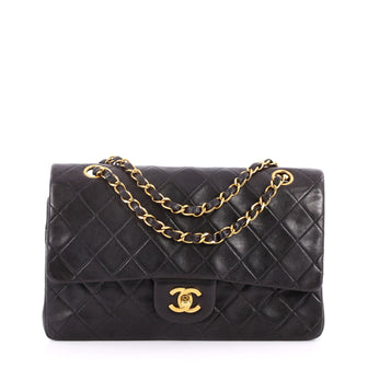 Chanel Vintage Classic Double Flap Bag Quilted Lambskin Black 2786502