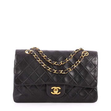 Chanel Vintage Classic Double Flap Bag Quilted Lambskin Black 2786502
