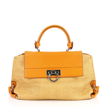 Salvatore Ferragamo Sofia Satchel Straw Medium Yellow 2786804