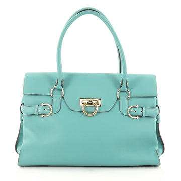 Salvatore Ferragamo Virna Satchel Leather Medium Blue 2787004
