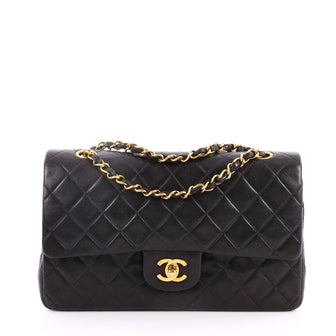 Chanel Vintage Classic Double Flap Bag Quilted Lambskin Black 2787101