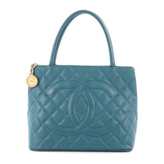 Chanel Medallion Tote Quilted Caviar Blue 2787503