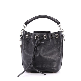 Saint Laurent Emmanuelle Bucket Bag Crocodile Embossed Leather Small Black 2787701