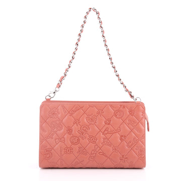  Chanel Lucky Symbols Pochette Embossed Quilted Lambskin Pink 2787905