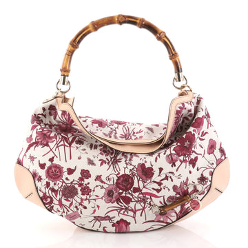 Gucci Peggy Bamboo Handle Hobo Flora Canvas Pink 2788001