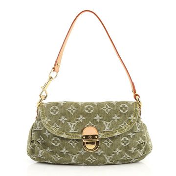 Louis Vuitton Pleaty Handbag Denim Mini Green 2788603