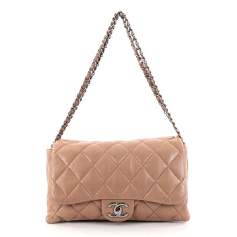 Chanel 3 Accordion Flap Bag Quilted Lambskin Jumbo Brown 2789901