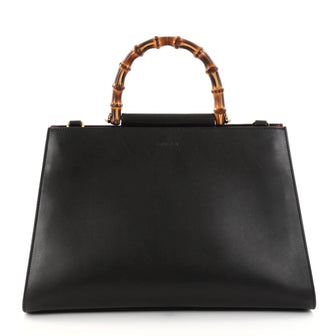 Gucci Nymphaea Top Handle Bag Leather Medium Black 2791701