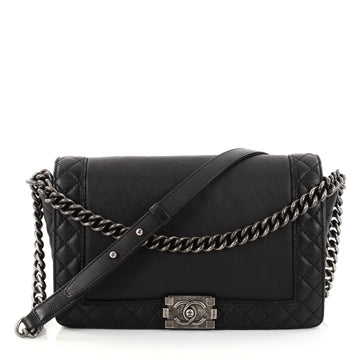 Chanel Reverso Boy Flap Bag Calfskin New Medium Black 2792310