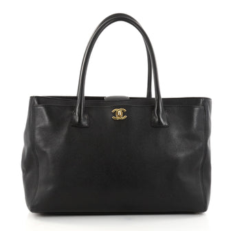 Chanel Cerf Executive Tote Leather Medium Black 2794404