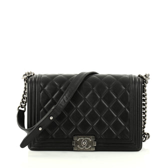 Chanel Boy Flap Bag Quilted Lambskin New Medium Black 2794406