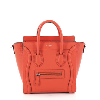 Celine Luggage Handbag Grainy Leather Nano Red 2794408