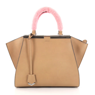 Fendi 3Jours Handbag Leather with Shearling Petite Neutral 2794504