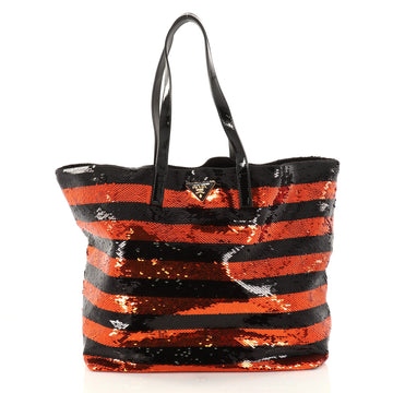 Prada Open Tote Sequins Large Orange 2795201