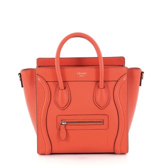 Celine Luggage Handbag Grainy Leather Nano Orange 2796101