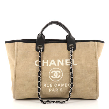 Chanel Deauville Chain Tote Canvas Large Neutral 2796401
