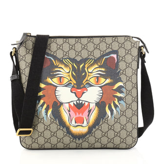 Gucci Flat Messenger Bag Printed GG Coated Canvas Medium Brown 2796601