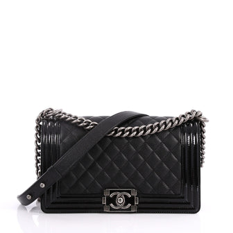 Chanel Boy Flap Bag Quilted Goatskin with Patent Old 2797102
